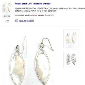 Stella & Dot Silver Earrings with Mother of Pearl